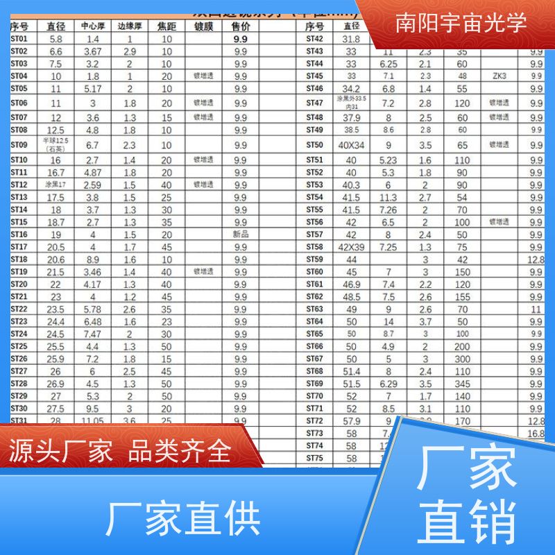 宇宙光学-平凸透镜定制高精度光学棱镜源头加工-厂