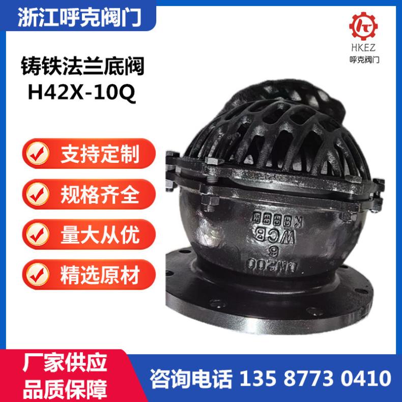 呼克阀门 升降式法兰铸铁底阀 H42X逆止阀，水泵吸水口用