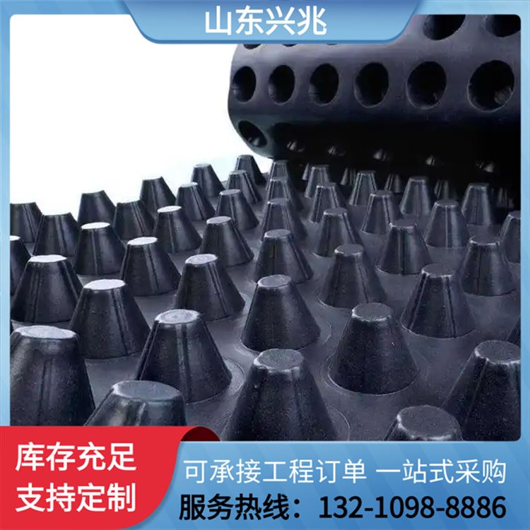 兴兆环境生产4公分蓄排水板 车库顶板滤水板 虹吸式复合排水板