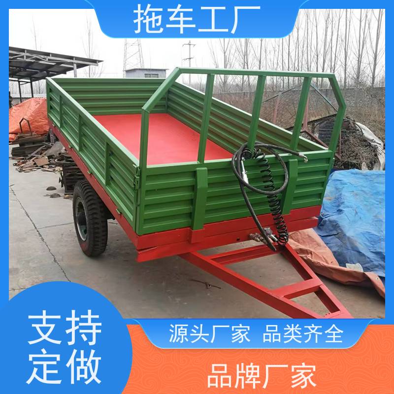 恩源单轴自卸后翻液压拖车 山东产气刹农用牵引式拖斗可出口
