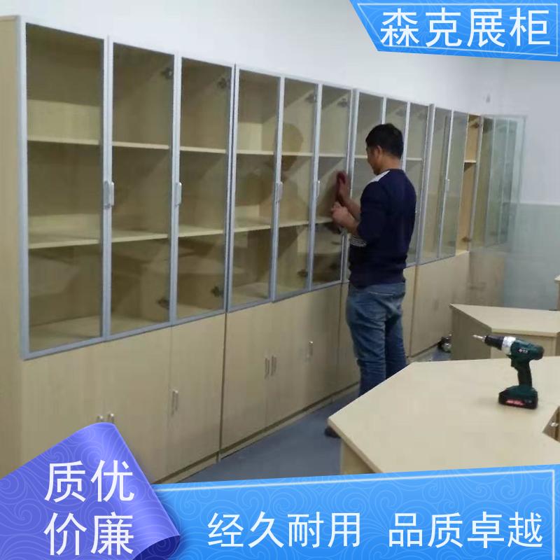 木质书架 学校书柜 图书馆实木展板 森克厂家展柜定做