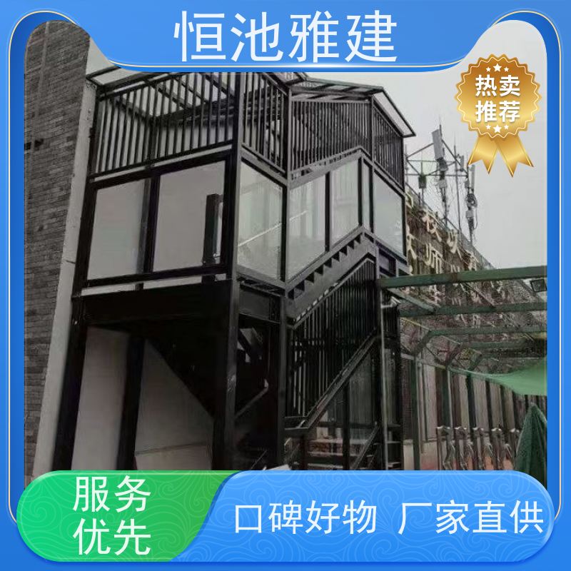 恒池雅建 钢结构梯廊 移动式钢架楼梯 消防连廊钢梯 来图加工定制
