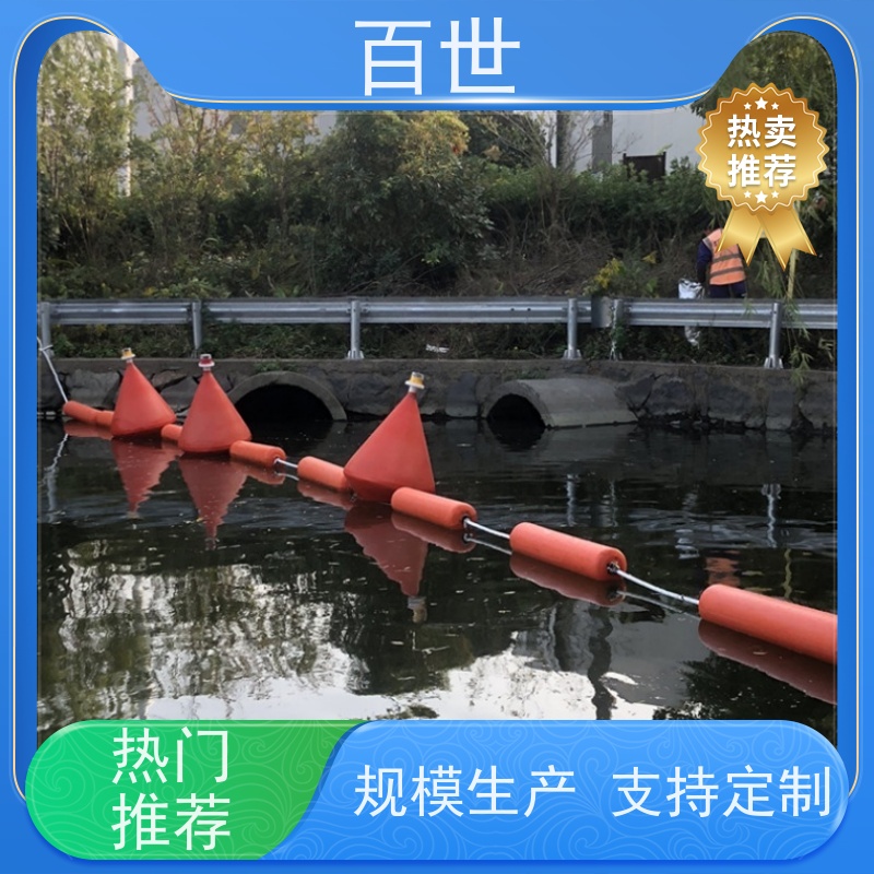 百世城市内河警示浮筒网格化拦截钢丝绳锚固