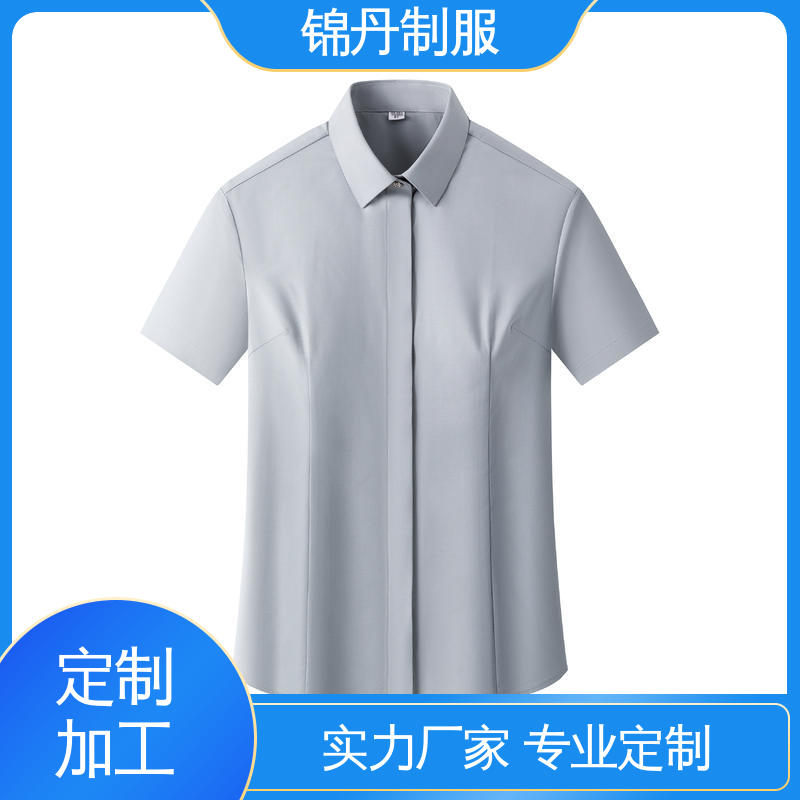 顺|德 短袖女衬衫 半袖纯色衬衣 翻领设计 版型合体