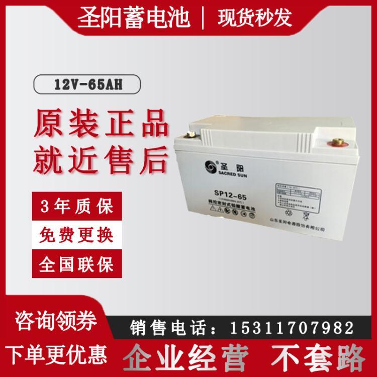 圣阳12V65AH UPS电源EPS消防应急主机风力发电太阳能免维护蓄电池