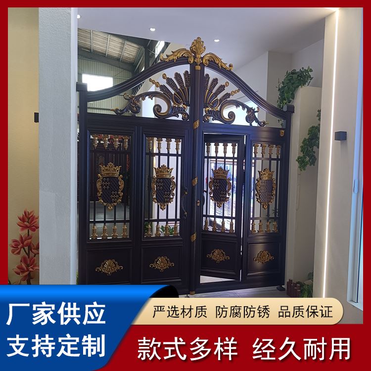 庭院铝艺大门 雕花镂空铝合金进户门 防生锈不开裂