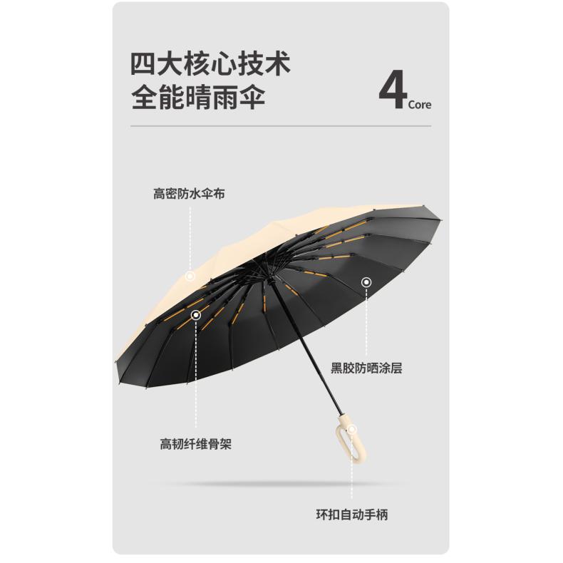 Geshang Umbrella Industry sells 16-rib reverse folding umbrellas, physical sun protection, automatic tri-fold, ample stock 4