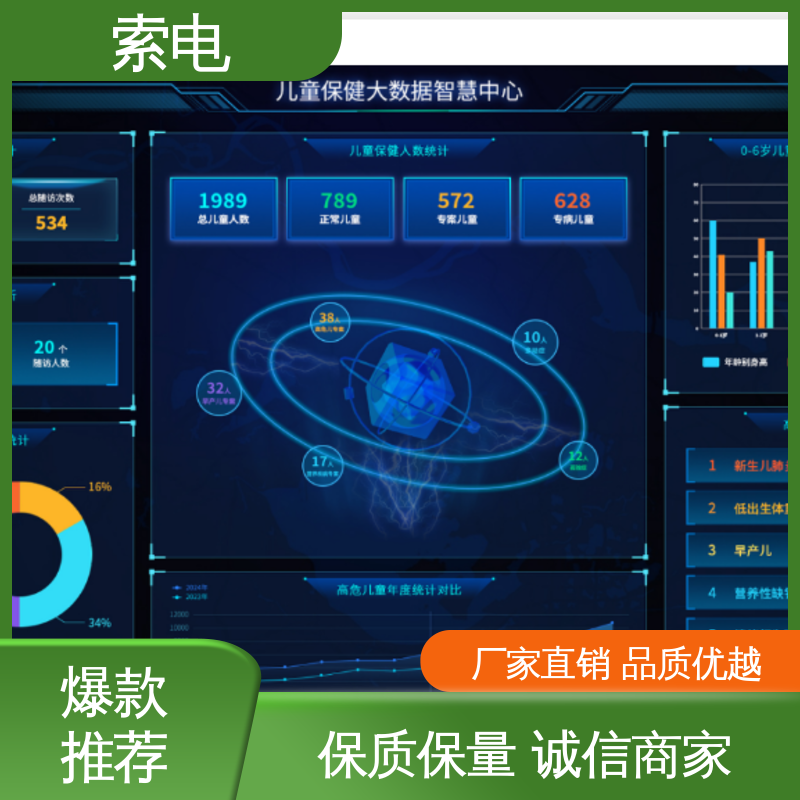 索电 双液晶显示屏 儿童保健信息管理系统 设计界面卡通化 语音报读