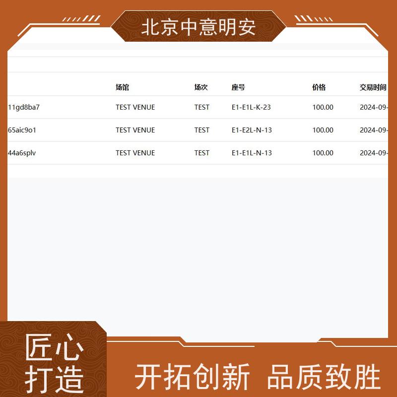 中意明安制卡功能体育场馆闸机专用通道销售数据明细汇总