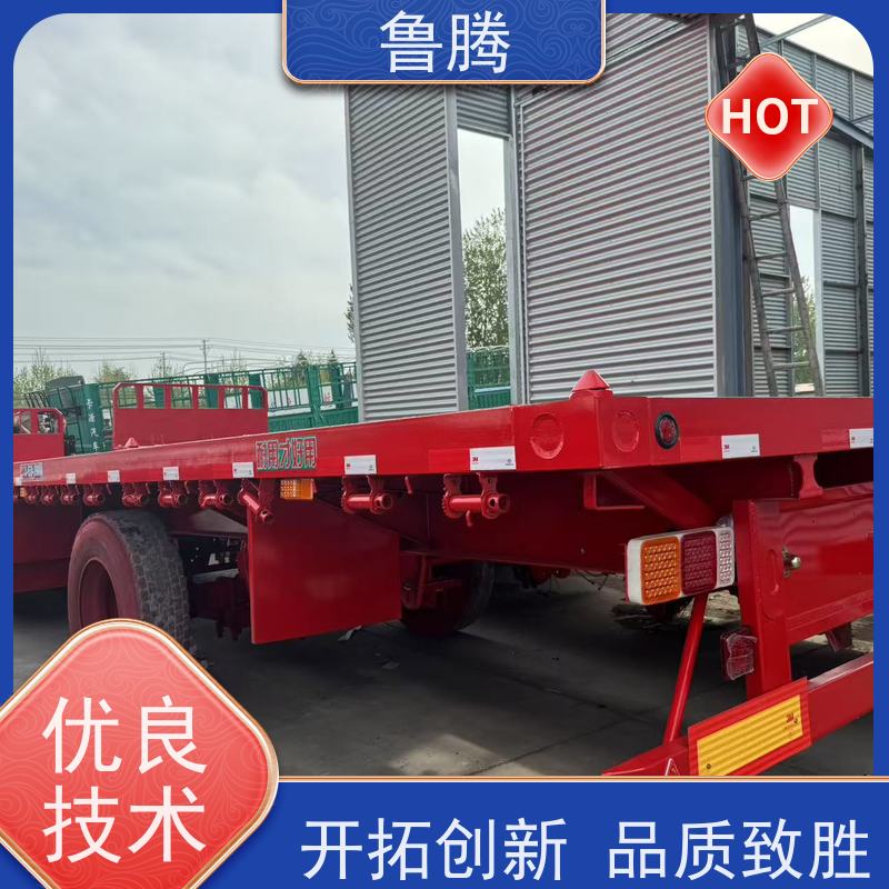 鲁腾 13米出口型平板半挂车 狼狈式集装箱运输车 承载能力强