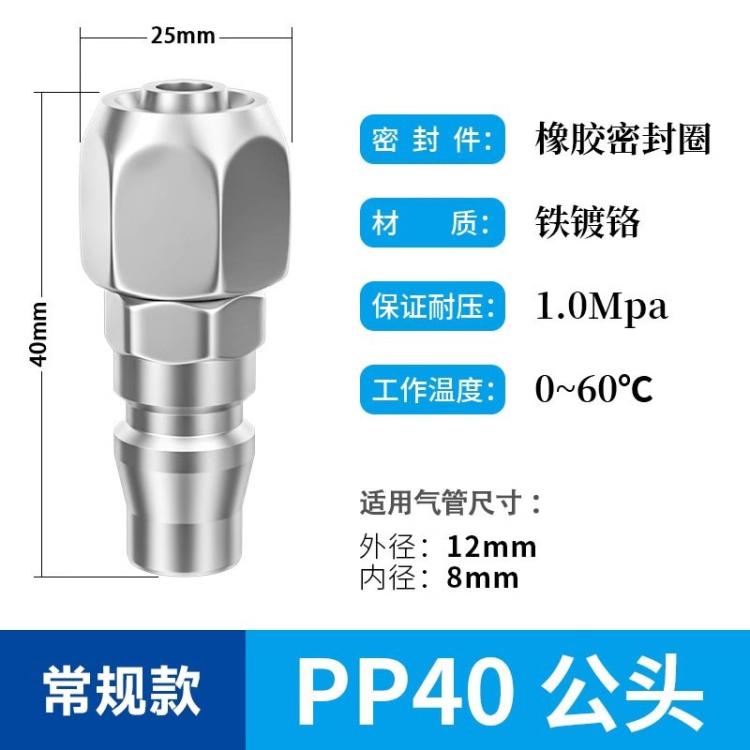 山耐斯空压机c式自锁快插速接头气动配件气泵快插pp/sp公母高压