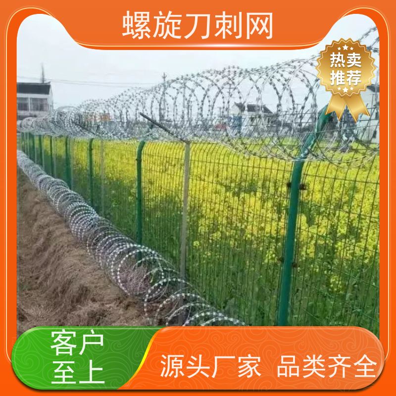 防护网带刺铁丝滚笼路边防攀爬铁蒺藜围墙镀锌刀刺网材质
