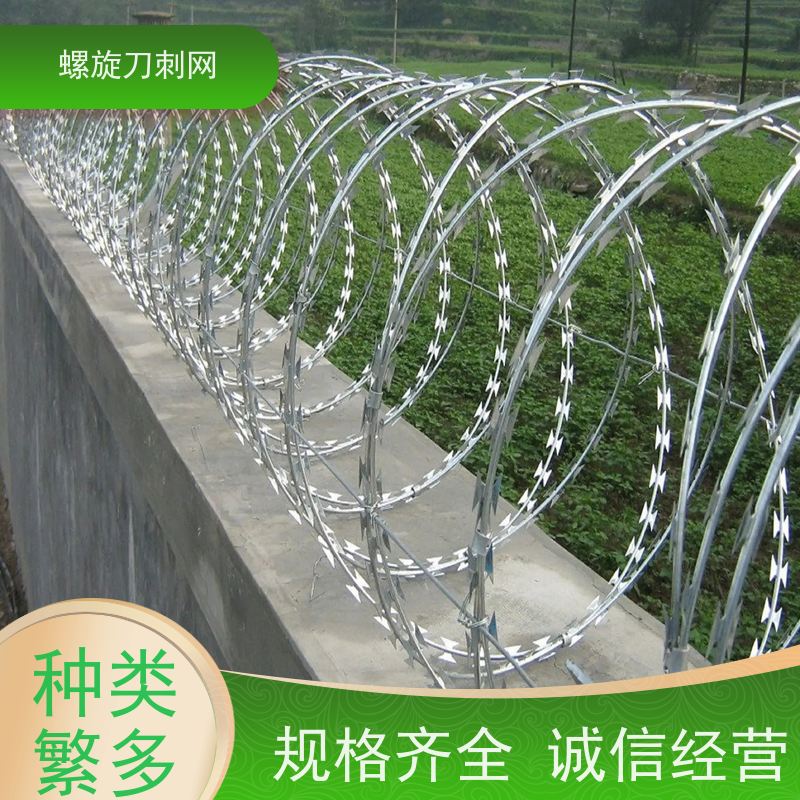 围墙防爬刺不锈钢螺旋刀刺网高锌刀片刺丝安装
