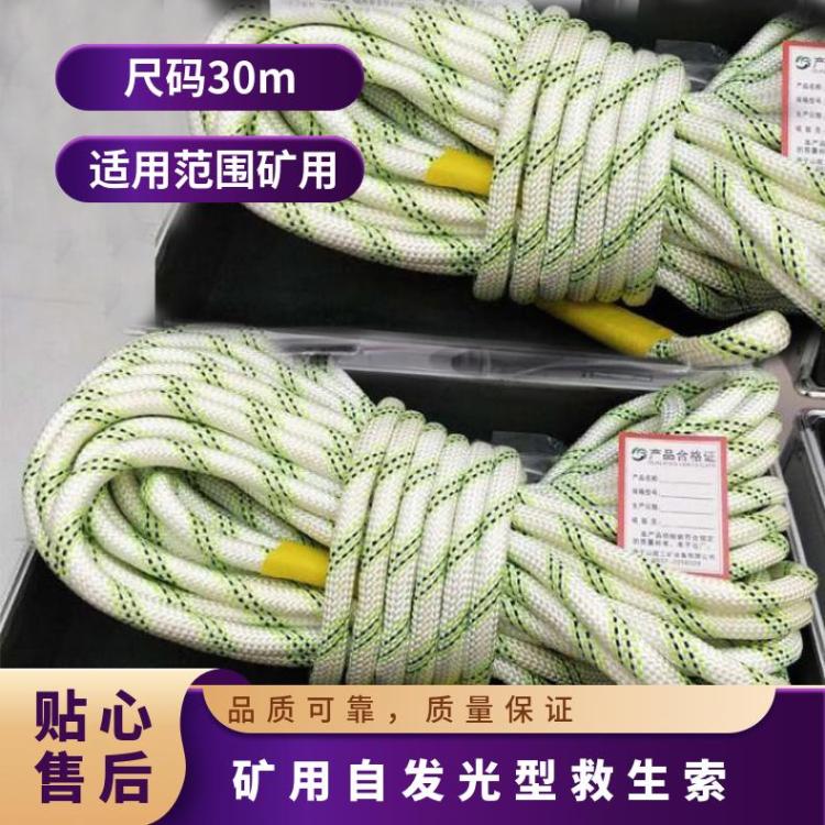 矿用自发光型30m救生索直径12.5mm 青色大拉力逃生绳