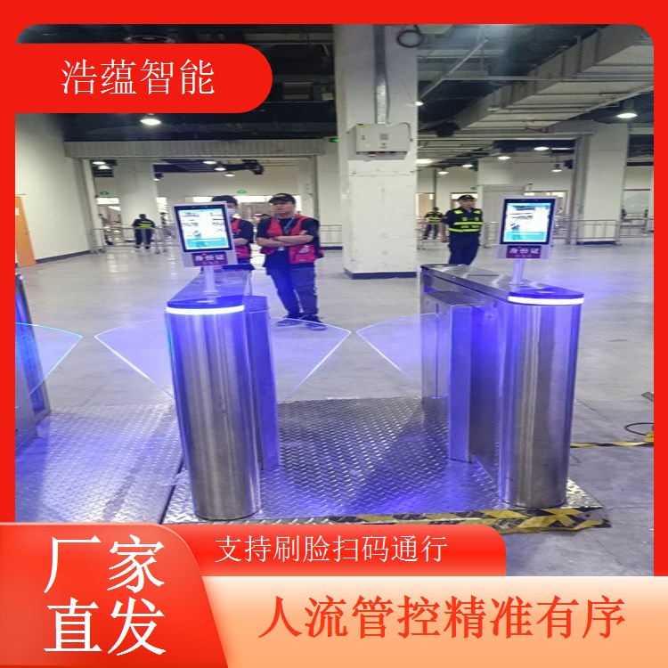 大型工博会入口安检方案，租赁摆闸机与安检门组合搭配使用