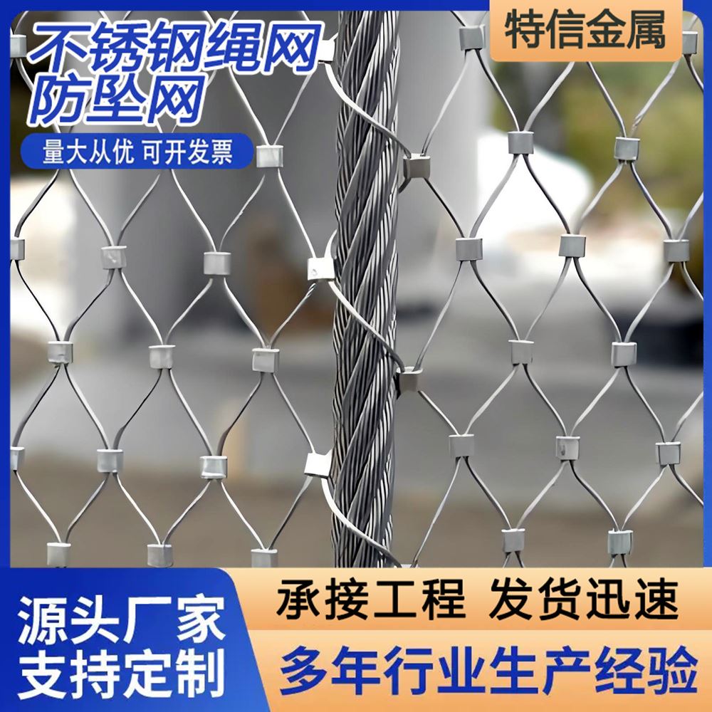 特信 坠落防护不锈钢绳网 钢丝绳编织网金属防鸟网 316卡扣绳网