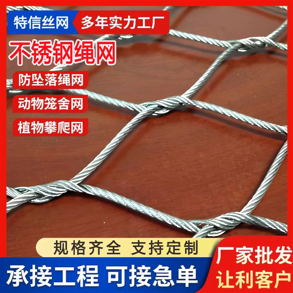 特信直供 304 高空防坠落专用 材质优良 可开票 矿用钢丝绳网