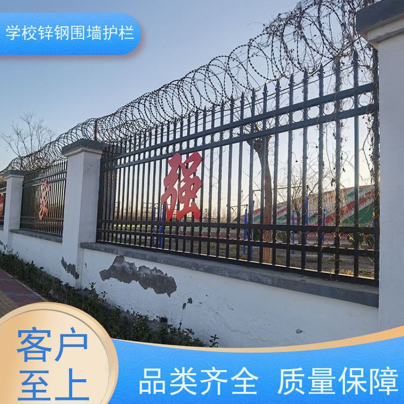 学校锌钢围栏网新型围墙栅栏焊接钢管防撞护栏颜色多