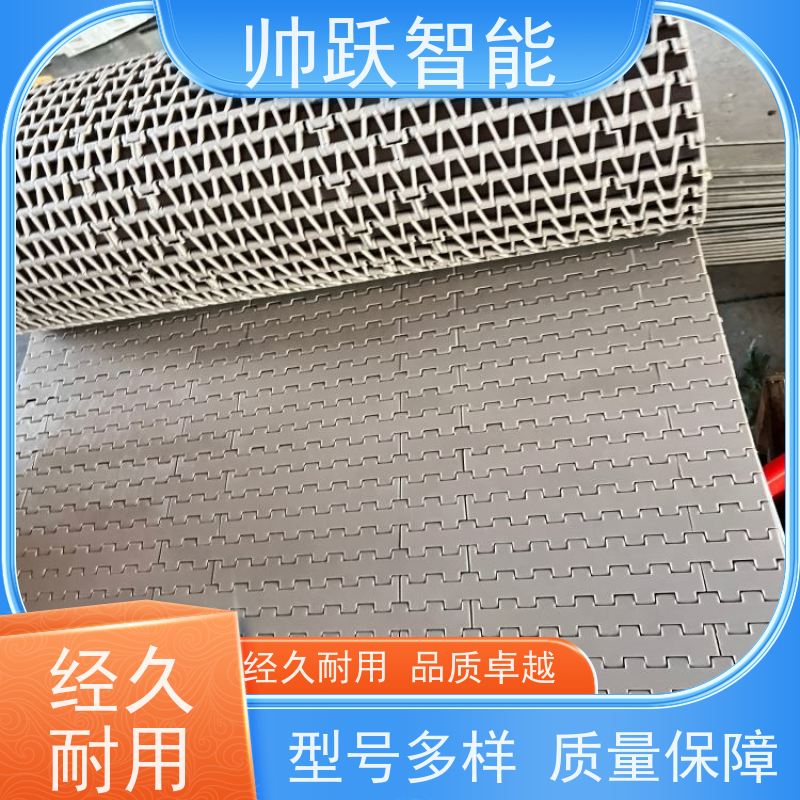 帅跃智能 果蔬清洗输送带 耐高温挡板式塑料链板 摩擦系数小