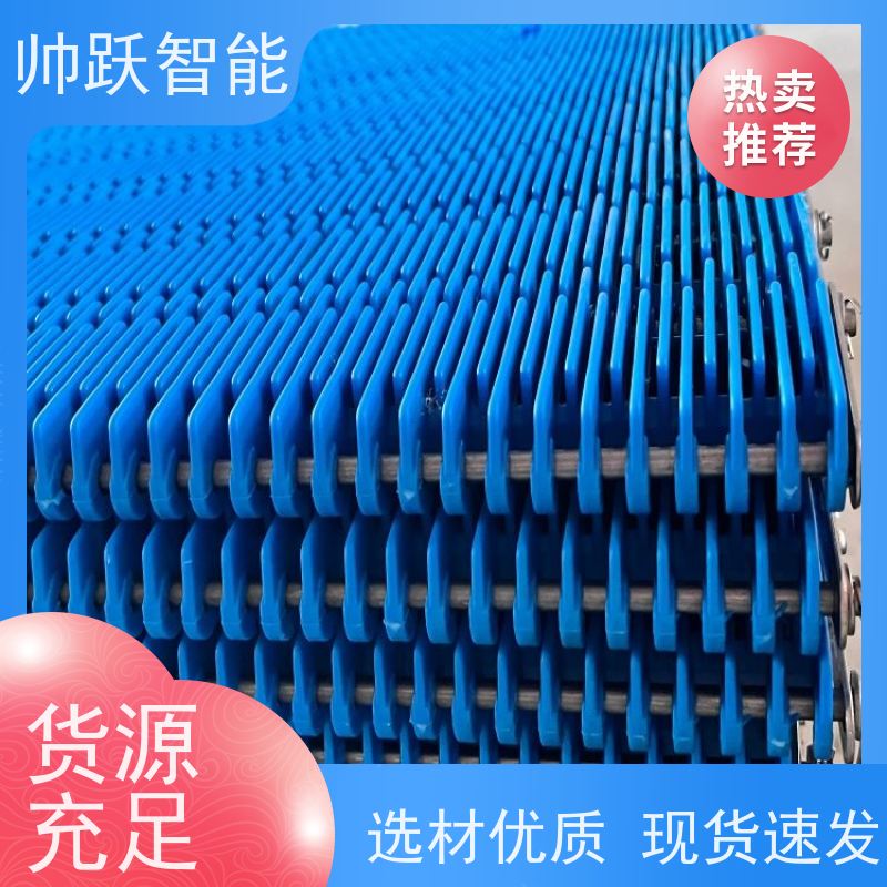 帅跃智能 粮食加工提升输送带 耐高温挡板式塑料链板 防粘性佳耐腐蚀