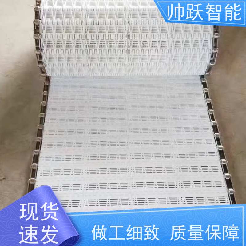 帅跃智能 食品输送带经久耐用 耐高温挡板式塑料链板 摩擦系数小
