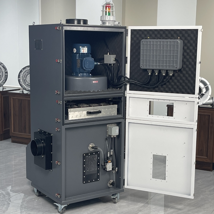 FMCJC-1500防爆集尘器1.5kw气体粉尘隔爆除尘器柜式铝粉吸尘器