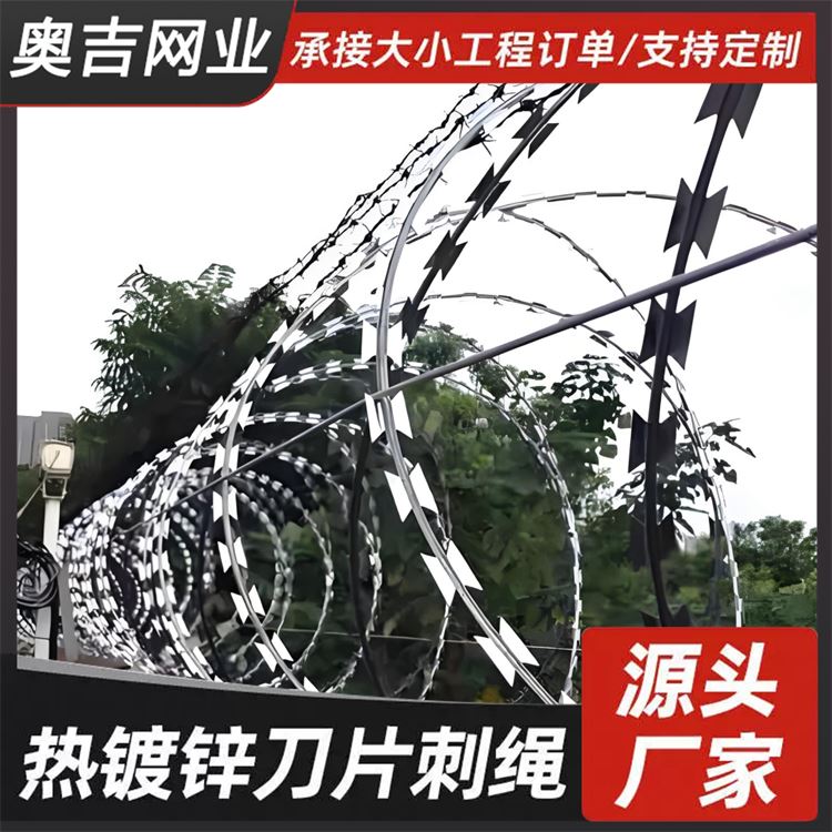 奥吉网业 院墙防盗刀片刺网 厂家批发 刺绳护栏图片