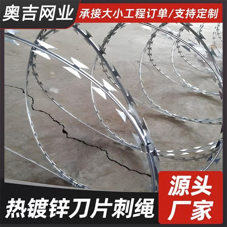 奥吉网业 单螺旋刀片刺绳 按需定制 带刺铁丝网围栏