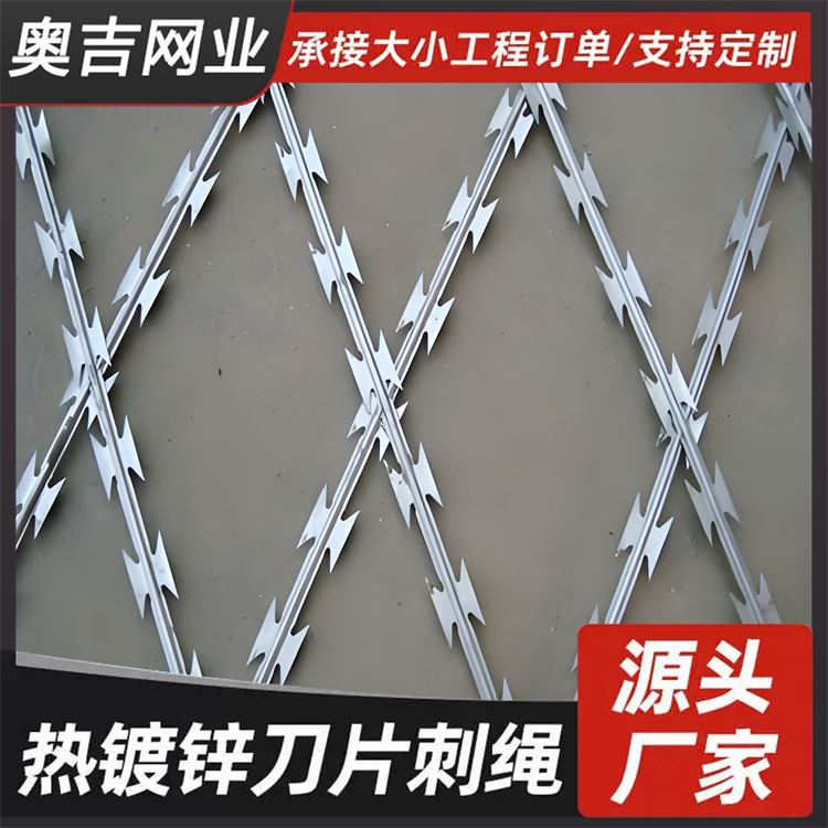 奥吉网业 质量优良 防盗刺网围栏 刀片刺绳隔离带