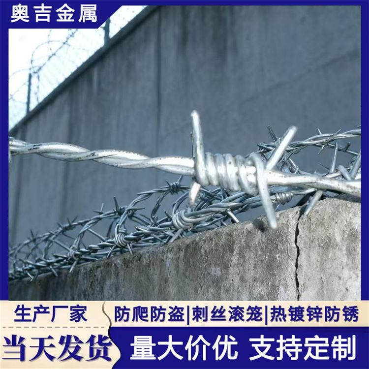 奥吉金属 防盗带刺铁丝网 围墙刺丝滚笼 质量优良
