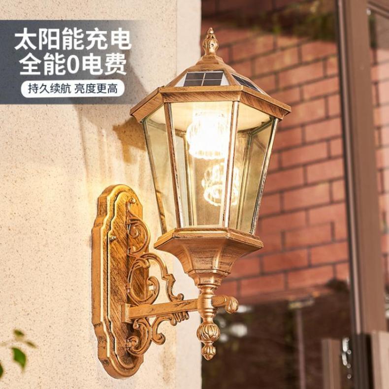 庭院壁灯户外花园别墅大门柱子两侧防水太阳能室外玄关壁挂外墙灯