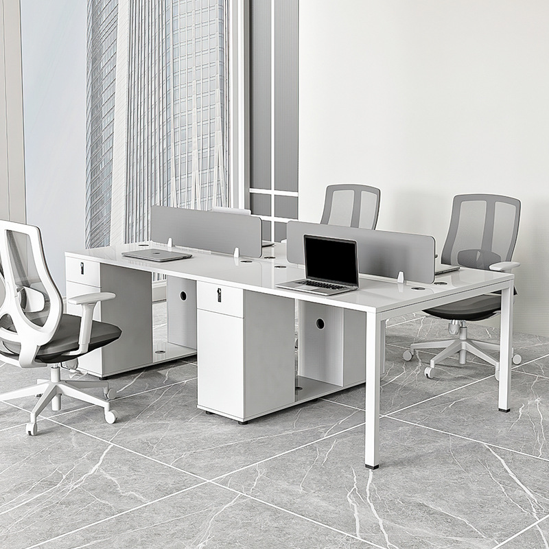 简约现代白色屏风钢架工作位 2/4/6人位灵活组合 办公空间高效配置