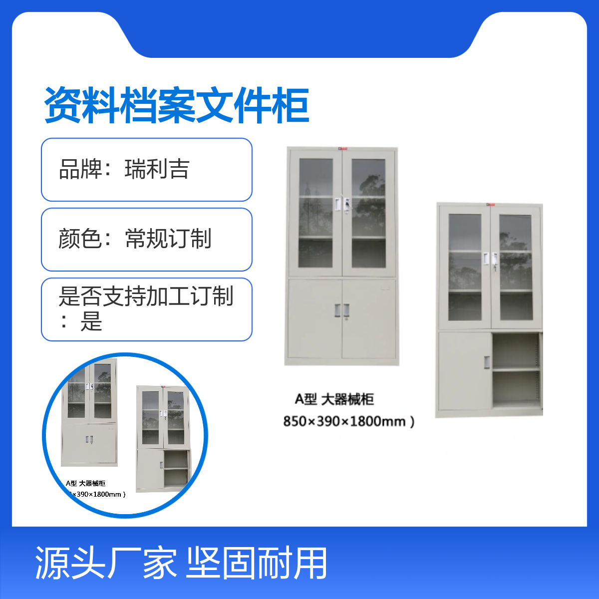 瑞利吉钢制资料档案文件柜财务凭证抽屉柜 坚固耐用 静电喷塑