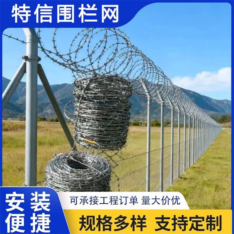 特信围栏 防盗带刺铁丝网 材质优良 高铁刺丝滚笼