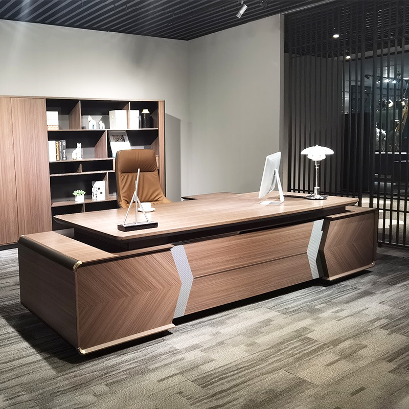 简约现代老板桌总裁桌桌椅组合配套双柜桌办公椅格创家具