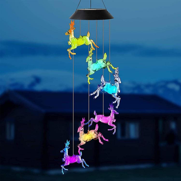 太阳能节日圣诞鹿风铃灯 LED蜂鸟 庭院太阳能风铃灯景观灯 庭院灯