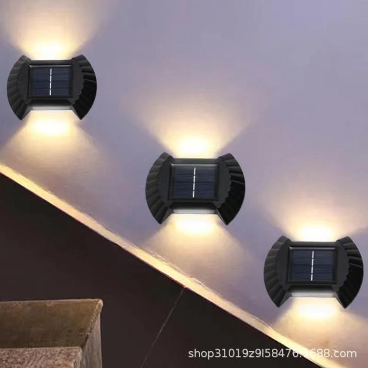太阳能LED贝壳壁灯 户外庭院别墅公园装饰灯 上下发光灯