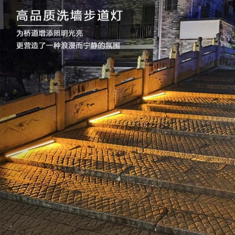 跨境专供太阳能洗墙灯 庭院线条灯栏 户外黄光 阴雨天可用