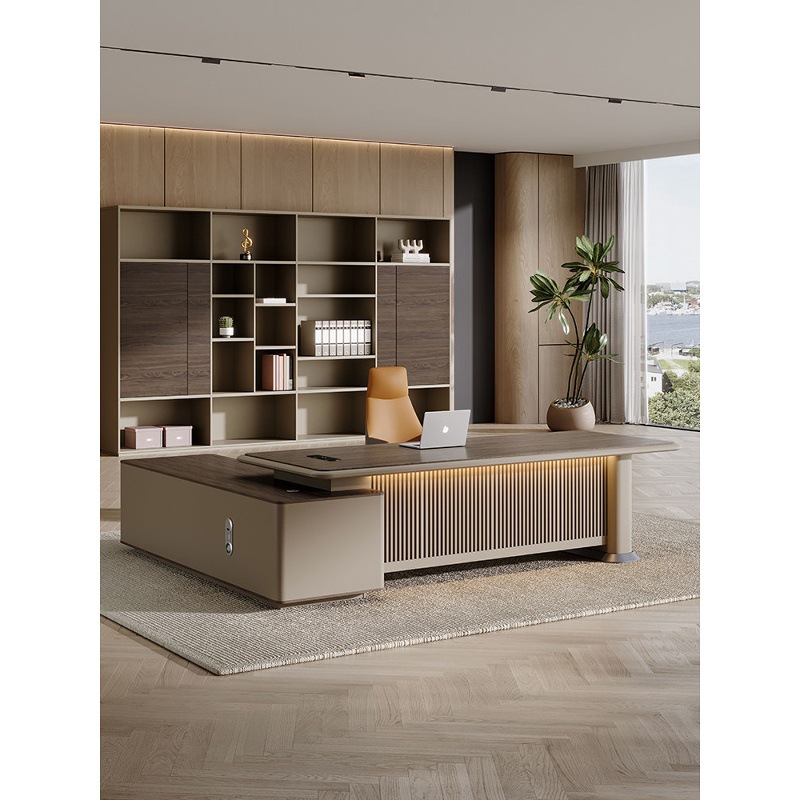 嘉志老板桌 现代简约总裁桌 隐藏插座多区域储物 自主散热办公桌
