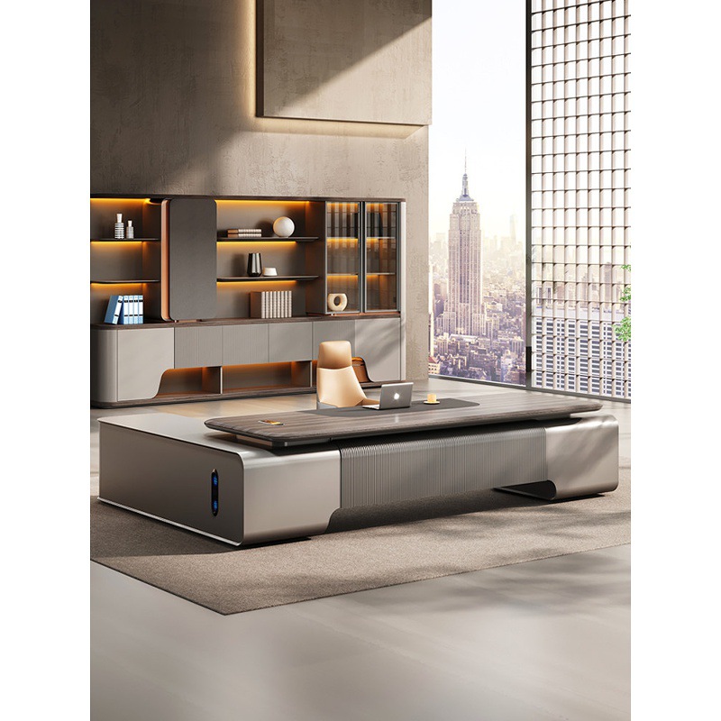 轻奢高级感老板桌 董事长大班台 总经理办公桌 新国标EO级板材