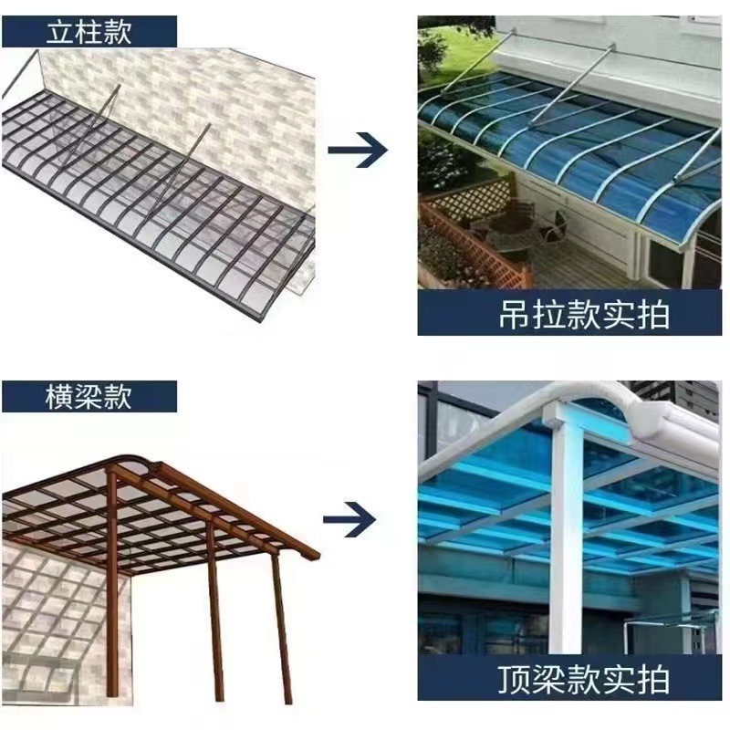 铝合金车棚小车充电桩遮雨耐力板车篷小区工厂新能源汽车停车棚