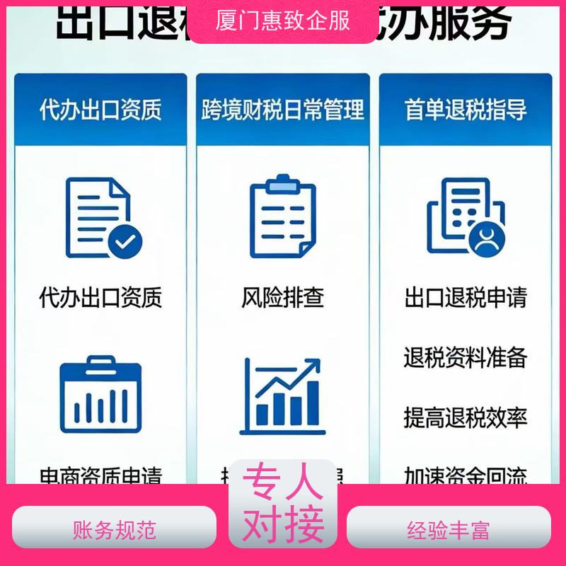 出口退税流程指导 无忧托管 各类资质办理、认证 厦门惠致