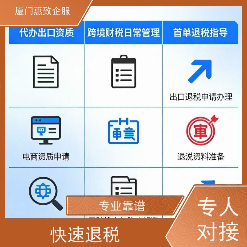 出口退税关键环节打通 专人对接 各类资质办理、认证 厦门惠致