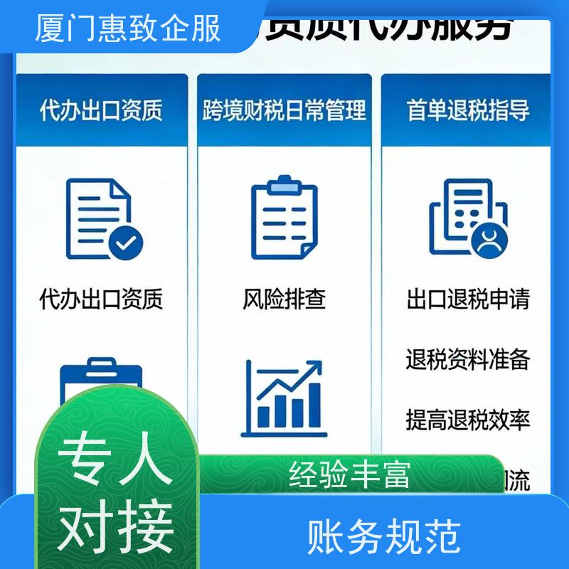 出口退税关键环节打通 一站式服务 各类资质办理、认证 厦门惠致