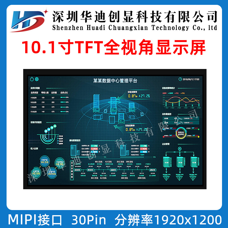 10.1寸IPS高清显示屏1920*1200横屏车载中控平板电脑屏1000亮度