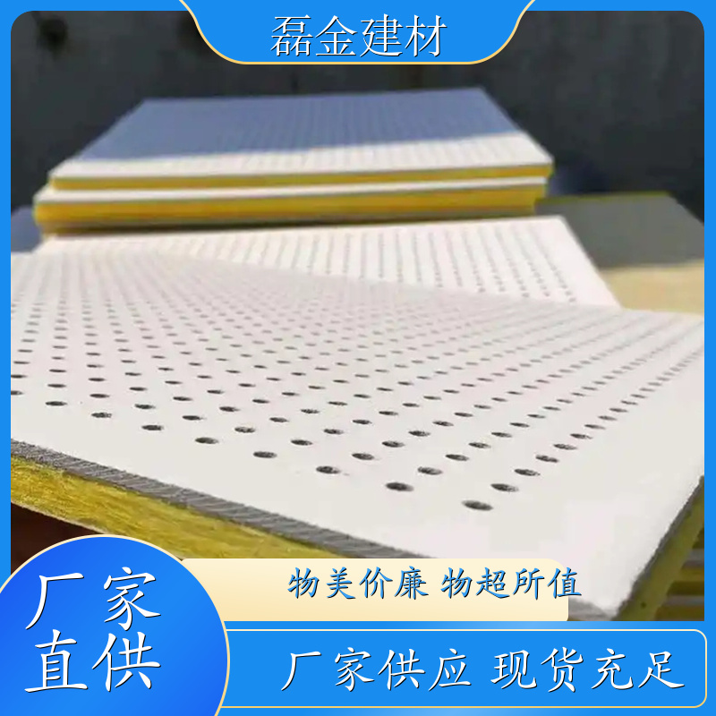磊金建材 多孔石膏玻纤复合板 机房专用隔音板 建筑吊顶材料 阻燃防潮 