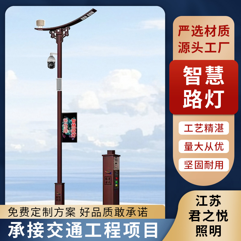 带显示屏wifi广播充电桩 多功能智慧路灯杆厂家 规模生产 君之悦