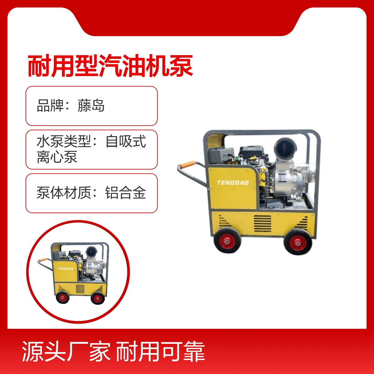 耐用型汽油机泵 藤岛TD系列 流量200方 扬程高远