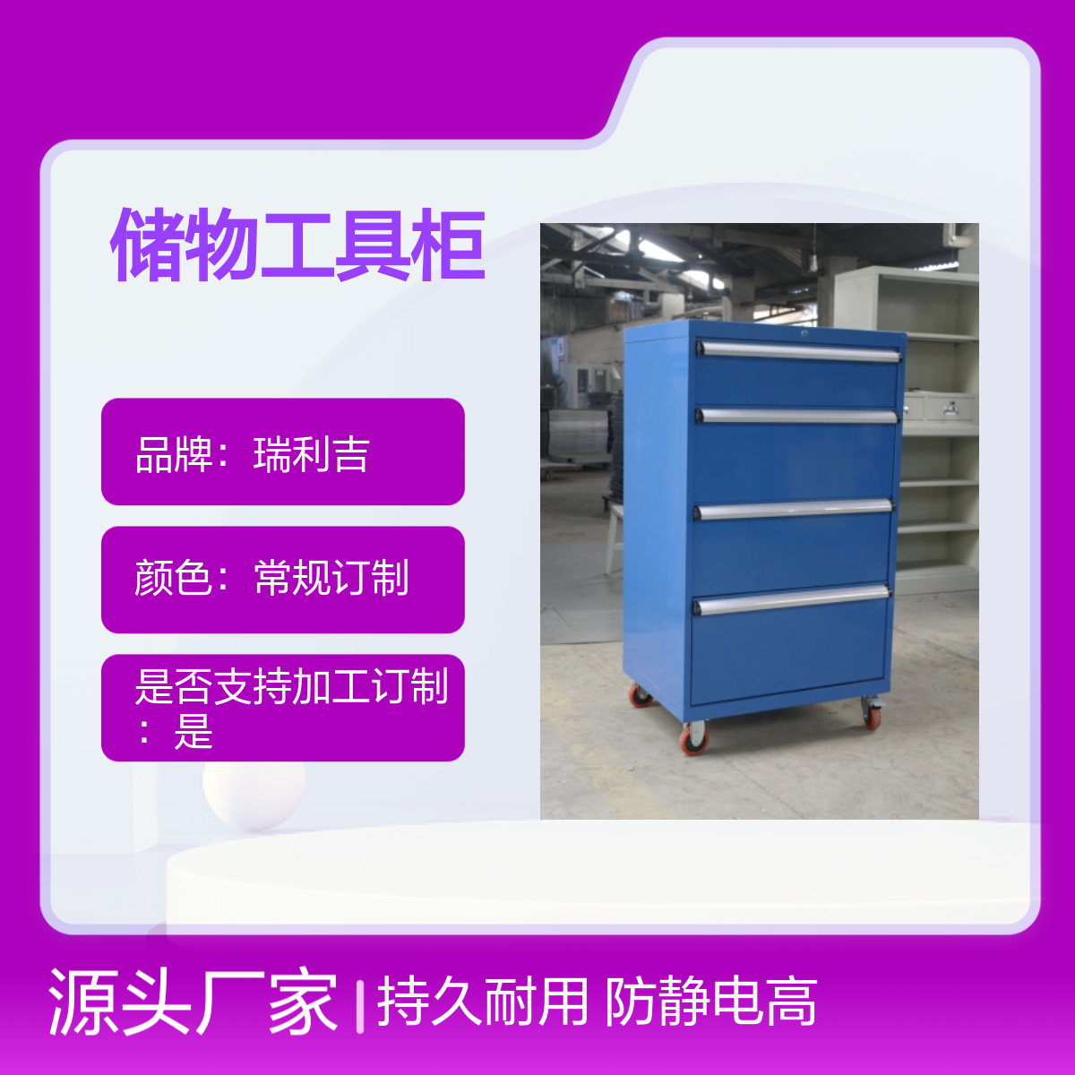瑞利吉不锈钢钳工台防静电储物柜 定制工具柜