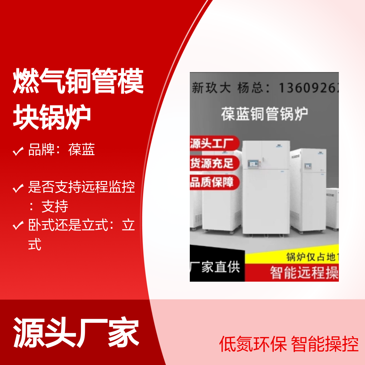 葆蓝低氮燃气铜管模块锅炉 智能远程操控 占地小巧 冷凝技术